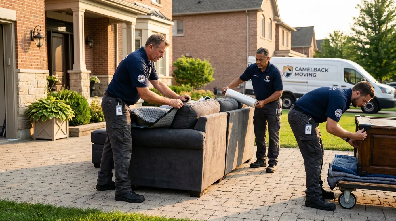 Large estate moving crew wrapping furniture in Elsa, TX